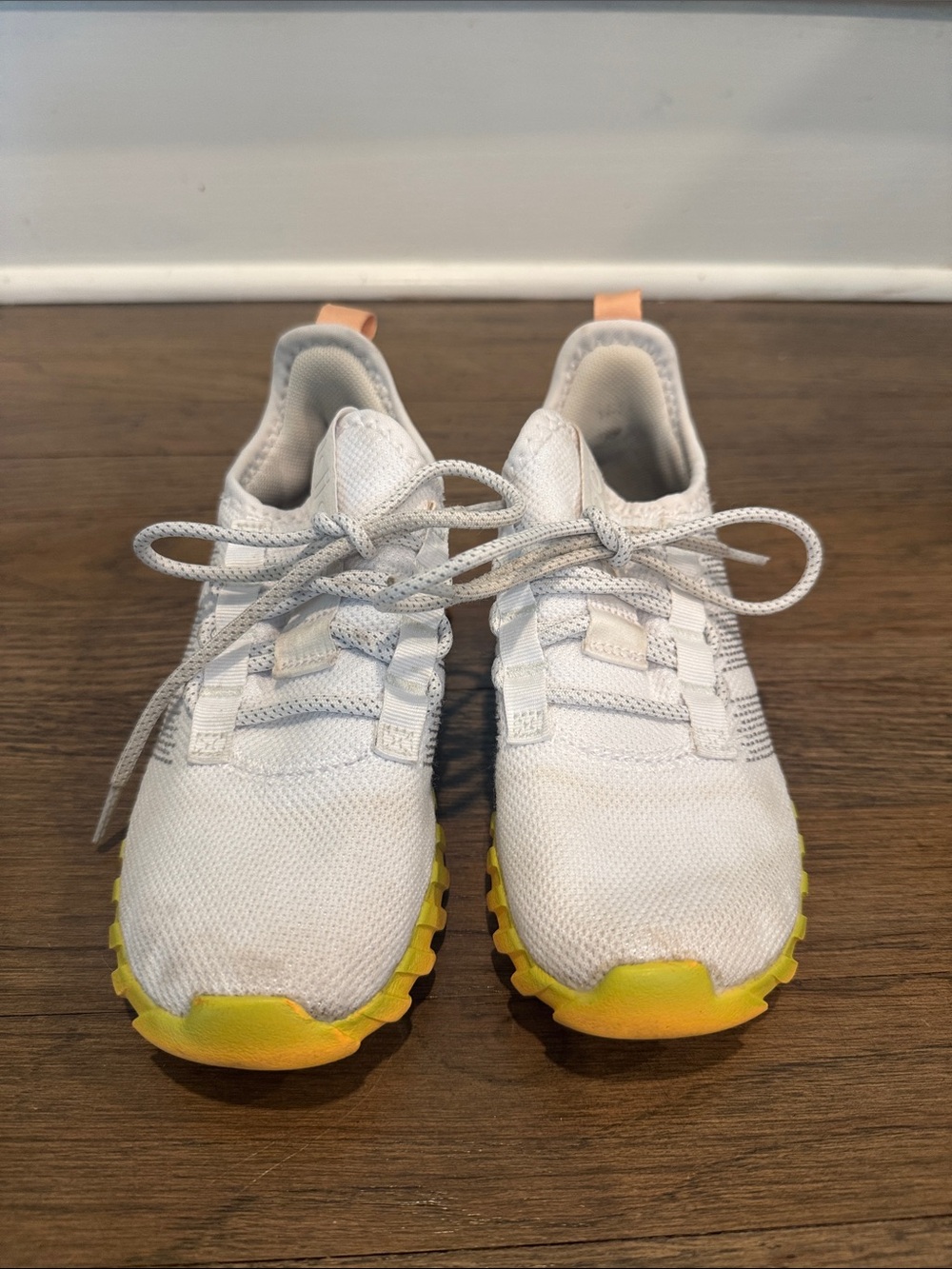 adidas Kids White Sneakers with Yellow Accent